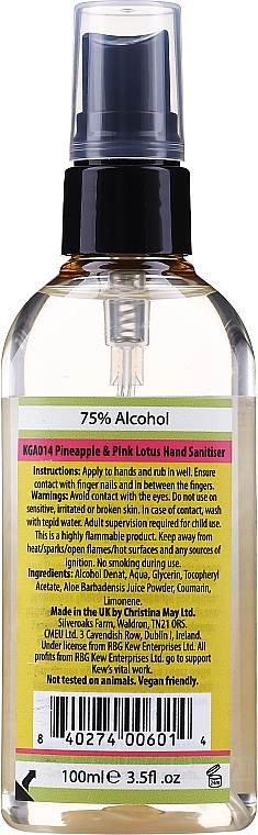 Händedesinfektionsmittel mit Ananas und rosa Lotus - Royal Botanic Gardens Kew Pineapple and Pink Lotus Hand Sanitiser — Bild N2