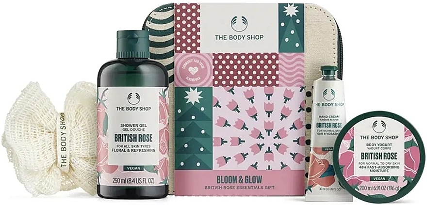 Set 5 St. - The Body Shop Bloom & Glow British Rose Essentials Gift — Bild N1