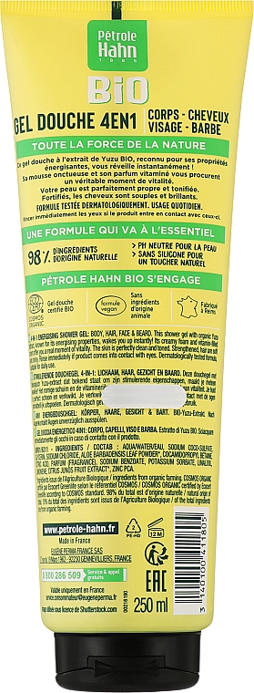 Energetisierendes Duschgel mit Yuzu-Extrakt - Eugene Perma Petrole Hahn Bio 4In1 Energizing Shower Gel — Bild N2