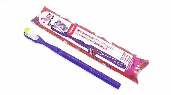 Zahnbürste aus Biokunststoff mit austauschbarem Kopf weich, violett - Lamazuna Toothbrush — Bild N1