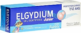 Kinderzahnpasta-Gel 7-12 Jahre mit Kaugummigeschmack - Elgydium Toothpaste Gel Junior Decay Protection 7/12 Years Old Bubble Aroma — Bild N2