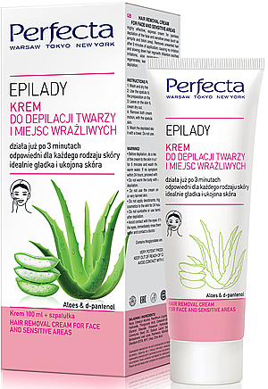 Enthaarungscreme für Gesicht und sensible Bereiche mit Aloe und D-Panthenol - Perfecta Epilady