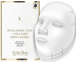 Düfte, Parfümerie und Kosmetik Feuchtigkeitsspendende Anti-Aging Tuchmaske für das Gesicht mit Hyaluronsäure, Kollagen und Algenextrakt - Eclat Skin London Hyaluronic Acid & Collagen Sheet Masks