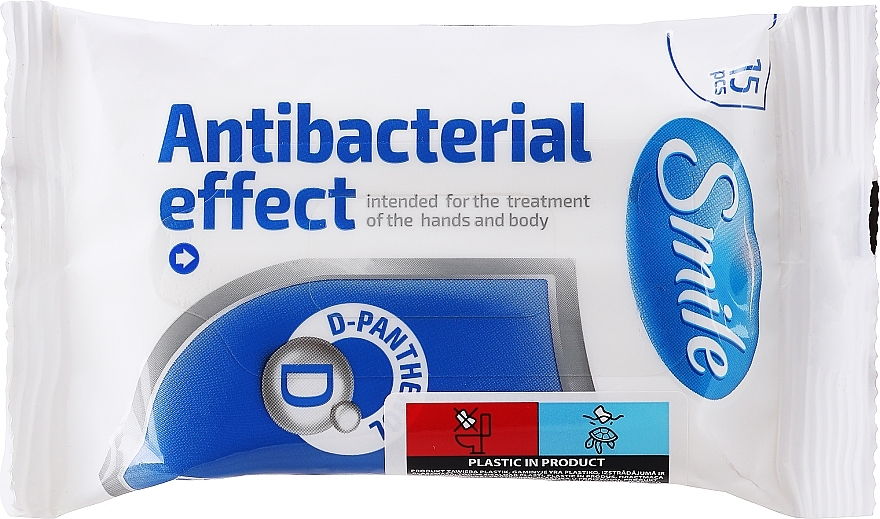Antibakterielle Feuchttücher mit D-Panthenol 15 St. - Smile Ukraine Antibacterial — Bild N1