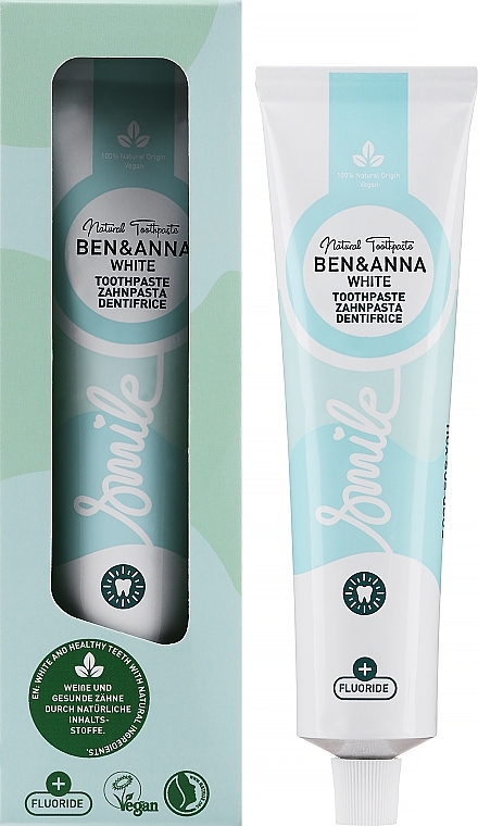 Natürliche Zahnpasta - Ben & Anna Smile Natural Toothpaste White (Tube)  — Bild N1