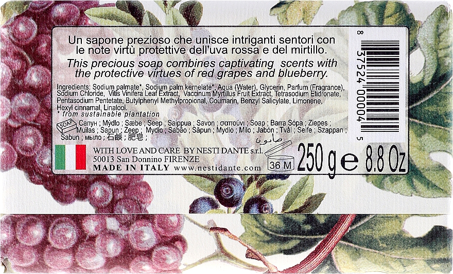 Naturseife Red Grapes & Blueberry - Nesti Dante Nourishing & Illuminating Soap Il Frutteto Collection — Bild N2