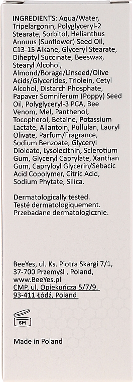 Regenerierende und nährende Gesichtscreme für Tag und Nacht mit 96% natürlichen Inhaltsstoffen - BeeYes Bee Venom Eco Face Cream — Bild N3