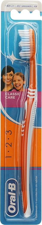 Zahnbürste mittelhart orange  - Oral-B 1 2 3 Classic Care Medium Toothbrush  — Bild N1