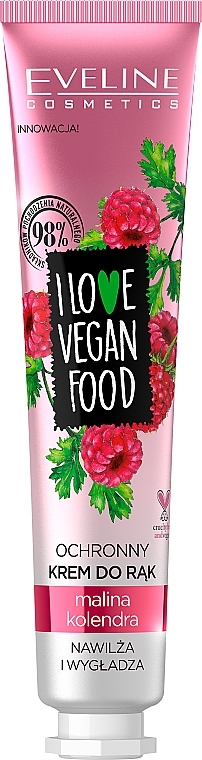 Schützende Handcreme mit Himbeere und Koriander - Eveline Cosmetics I Love Vegan Food Raspberry & Coriander Hand Cream