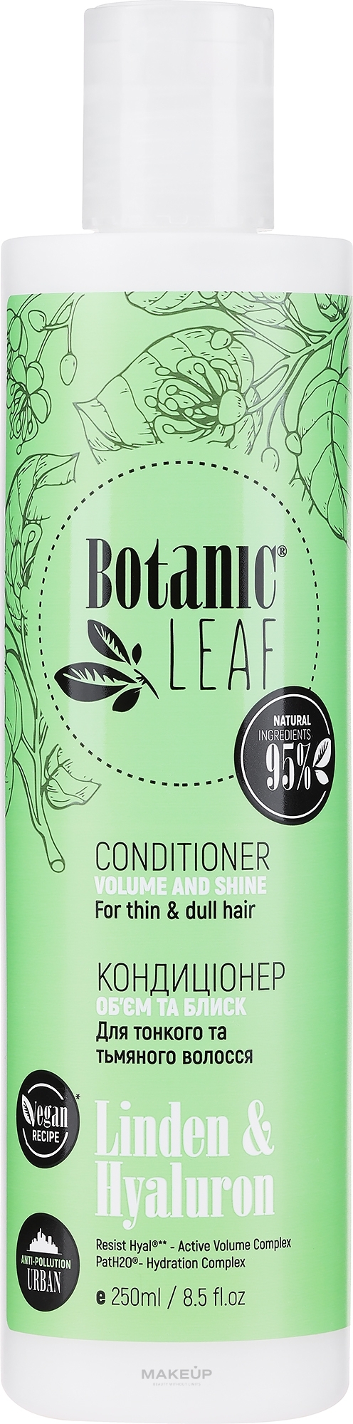 Conditioner für mehr Volumen mit Linde und Hyaluron - Botanic Leaf — Bild 250 ml