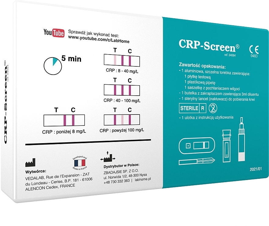 Diagnostischer Test zur Überprüfung des Blutproteinspiegels - Lab.Home CRP-Screen — Bild N2