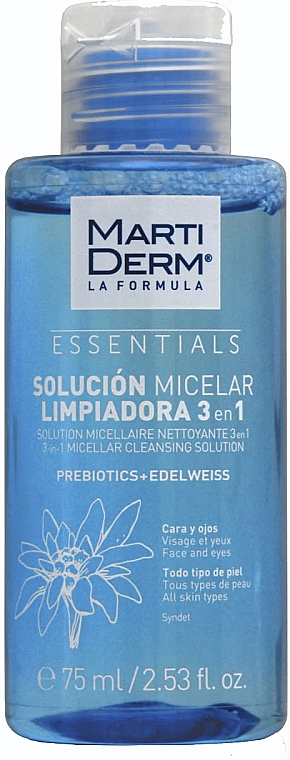 Mizellenwasser für alle Hauttypen mit Edelweiß - MartiDerm Essentials Micellar Solution Cleanser 3in1 — Bild N1