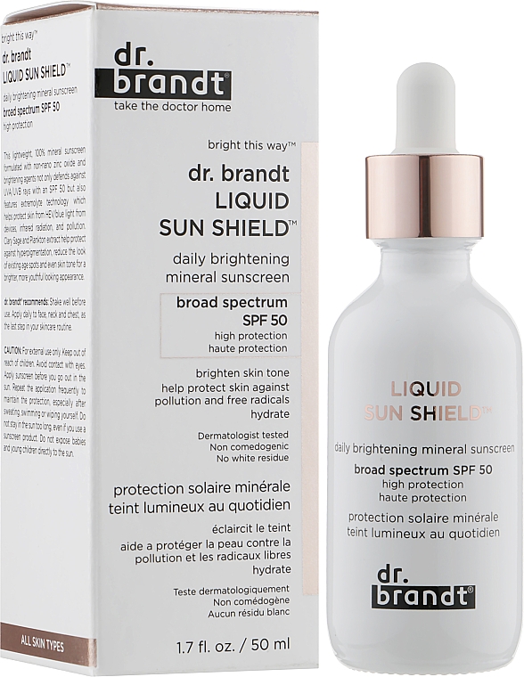 Mineralisches Sonnenschutz-Gesichtsfluid mit Plankton-Extrakt - Dr. Brandt Liquid Sun Shield Spf 50 — Bild N1