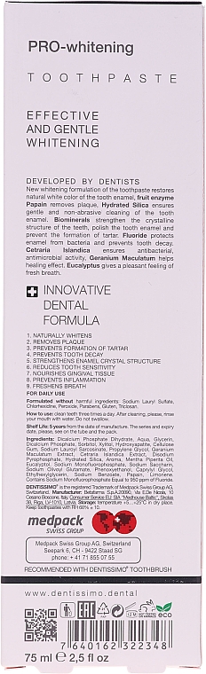Aufhellende Zahnpasta - Dentissimo Pro-Whitening Tothpaste — Bild N2