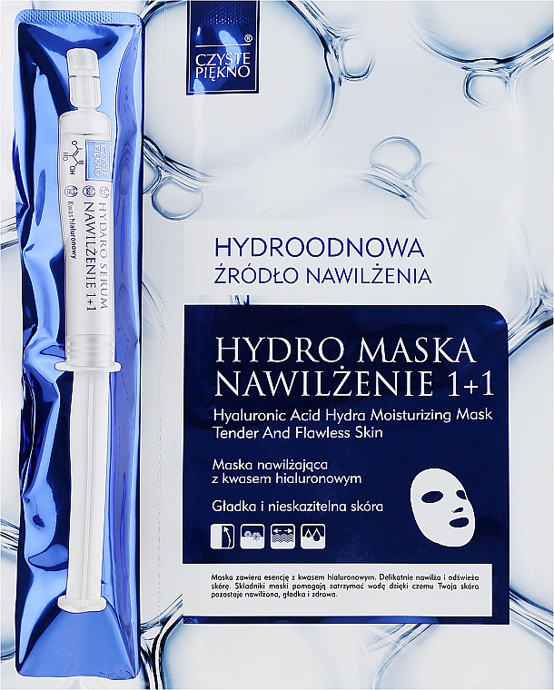 Feuchtigkeitsspendende Tuchmaske mit Hyaluronsäure + Serum - Czyste Piekno Hydro Mask Cloth Face Intensive Hydrating + Serum — Bild N1