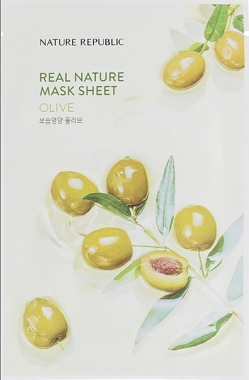 Tuchmaske für das Gesicht mit Olivenfruchtextrakt - Nature Republic Real Nature Mask Sheet Olive — Bild N1