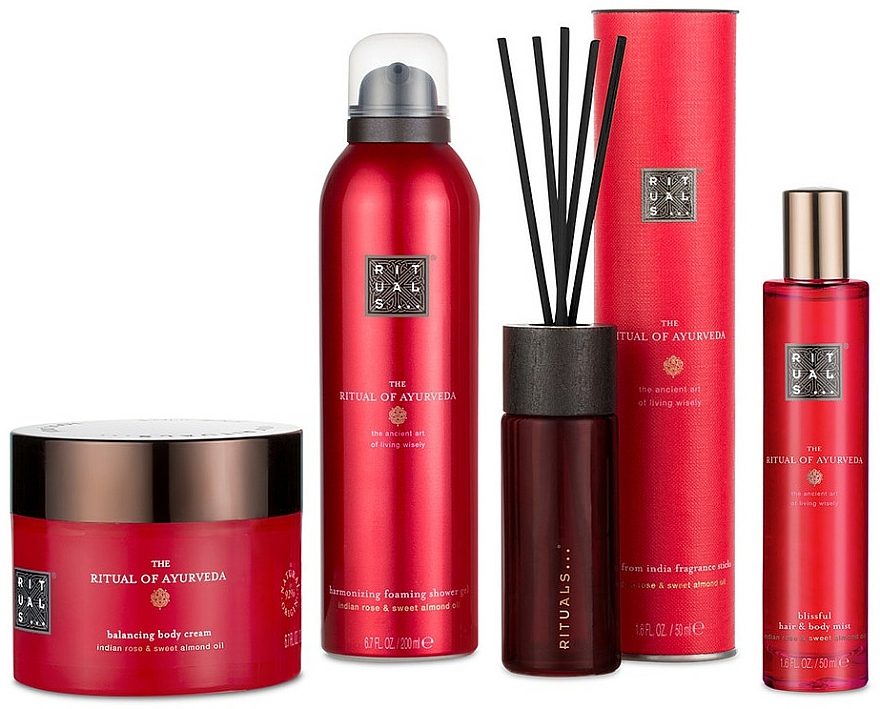 Set - Rituals The Ritual of Ayurveda Rebalancing Collection (b/cr/200ml + sh/gel/200ml + mist/50ml + fragrance/sticks/50ml) — Bild N2