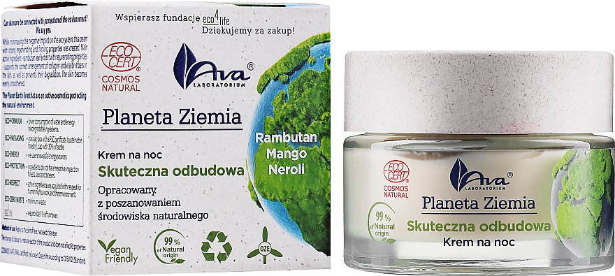 Nachtcreme für das Gesicht mit Rambutan-Extrakt - Ava Laboratorium Planeta Ziemia Effective Restoration Night Cream — Bild N2