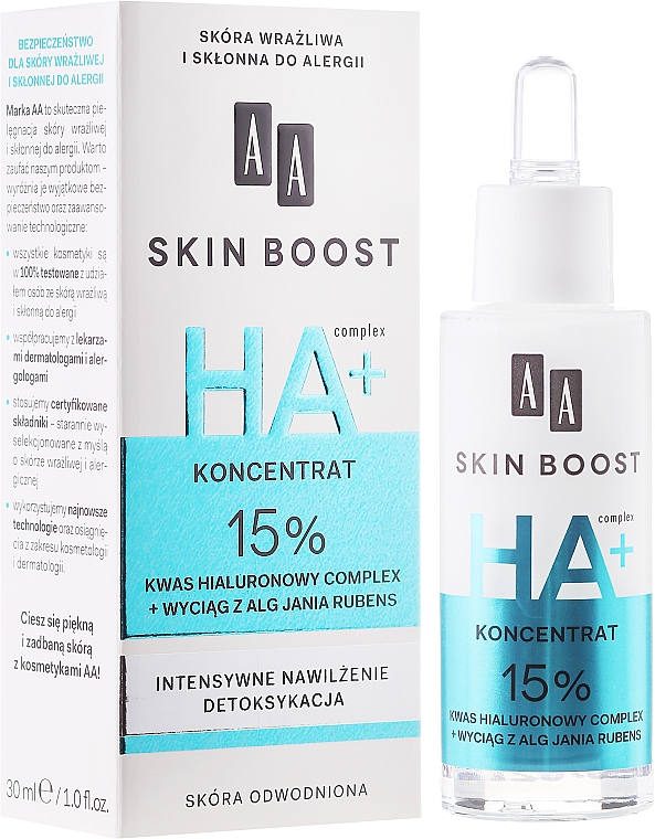 Intensiv feuchtigkeitsspendendes und entgiftendes Gesichtskonzentrat mit Hyaluronsäure - AA Skin Boost HA+ Concentrate — Bild N1