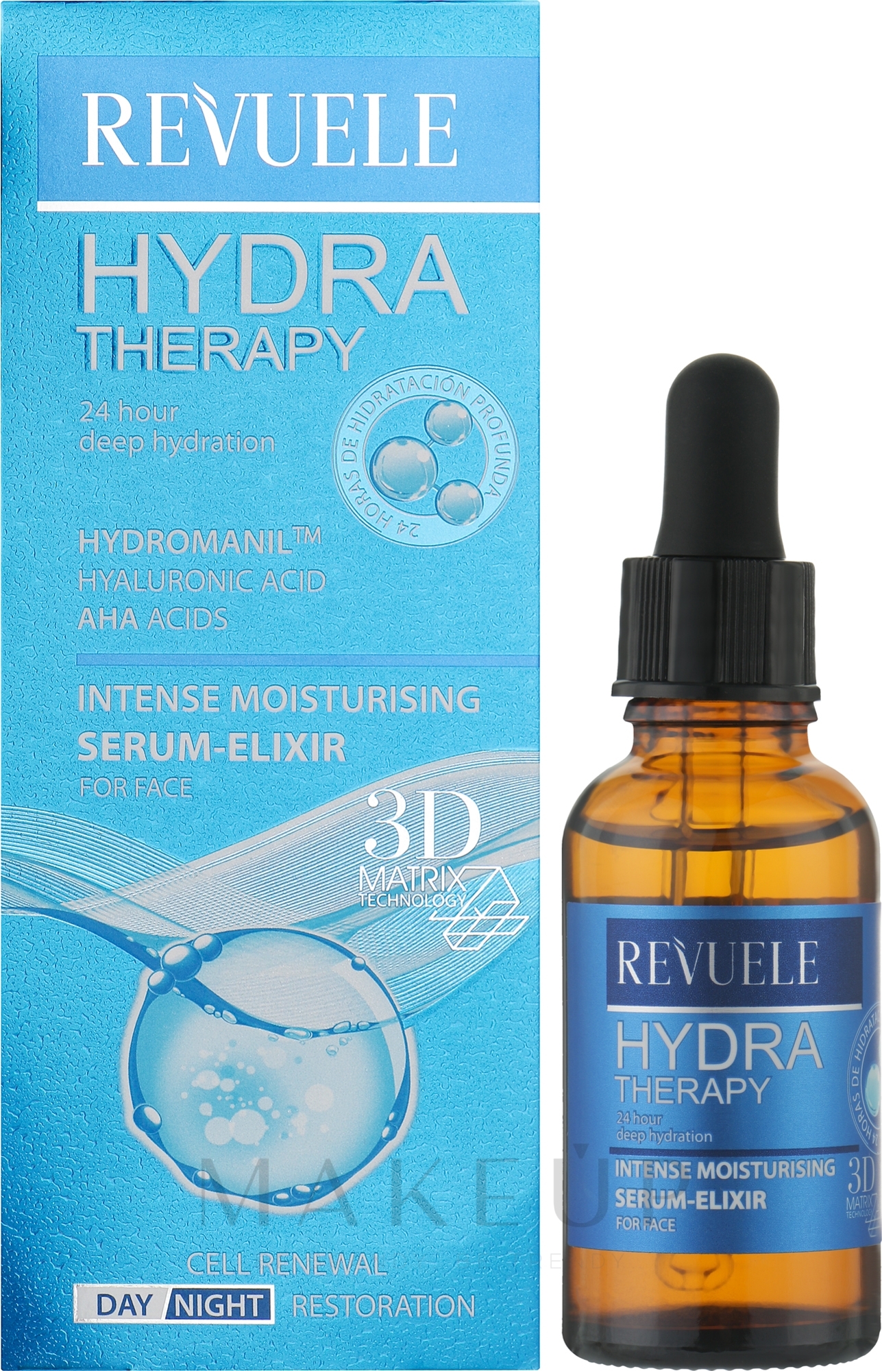 Intensiv feuchtigkeitsspendendes Serum-Elixier für das Gesicht - Revuele Hydra Therapy Intense Moisturising Serum Elixir — Bild 30 ml