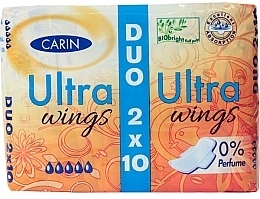 Damenbinden 20 St. - Carin Ultra Wings 0% Perfume Duo  — Bild N1