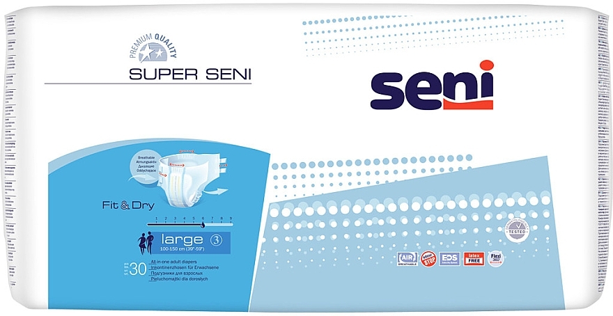 Windeln für Erwachsene 100-150 cm 30 St. - Seni Super Seni Large 3 Fit & Dry  — Bild N2