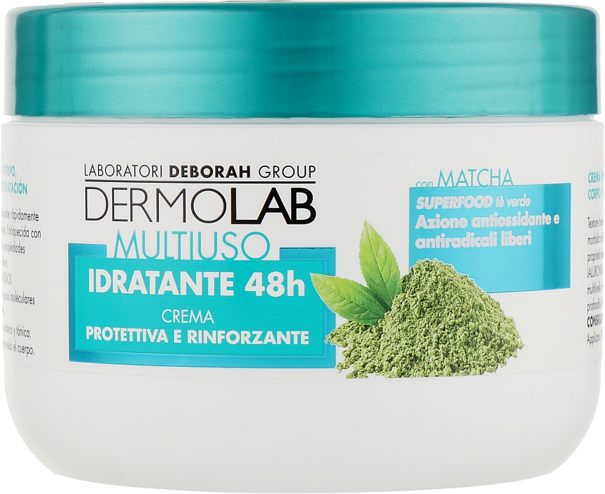 Universelle, feuchtigkeitsspendende und regenerierende Creme für Körper, Gesicht und Hände mit Matcha - Deborah Milano Dermolab 48h Multipurpose Hydrating Cream — Bild N1