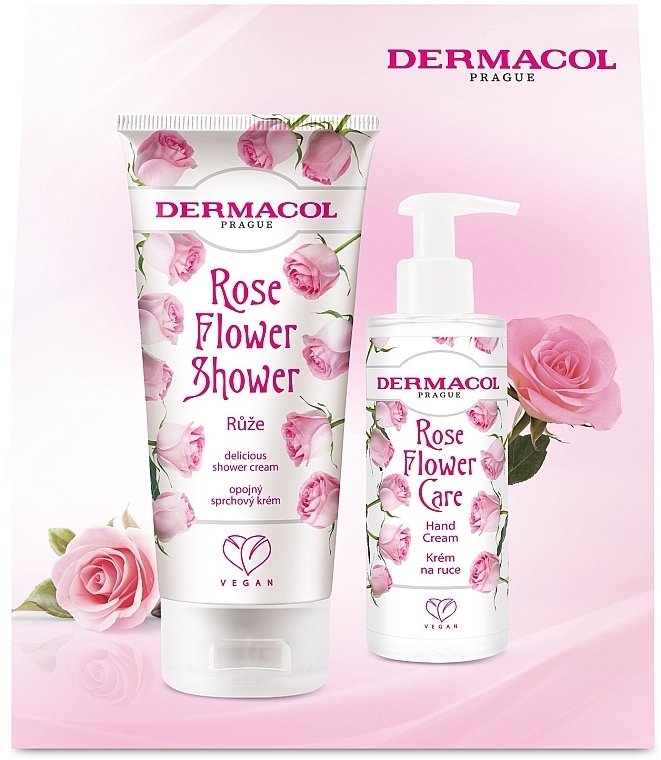 Set - Dermacol Rose Flower Set (h/cr/150ml + sh/cr/200ml) — Bild N2