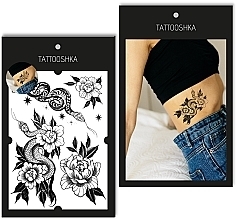 Temporäres Tattoo Schlangen in Blumen - Tattooshka — Bild N1