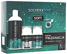 Gesichtspflegeset - Solverx Men Soft (After Shave Balsam 50ml + Gesichtscreme 50ml + Duschgel 400ml)  — Bild N1