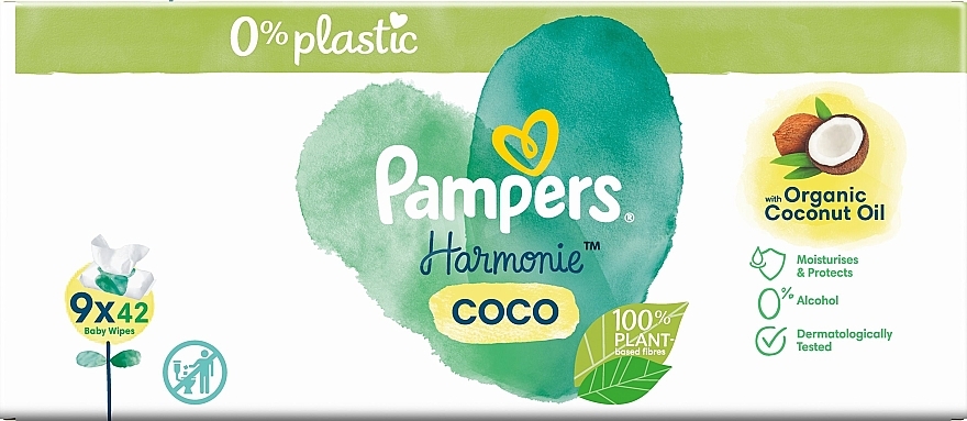Feuchttücher für Babys 9x42 St. - Pampers Harmonie Coco Baby Wipes — Bild N2