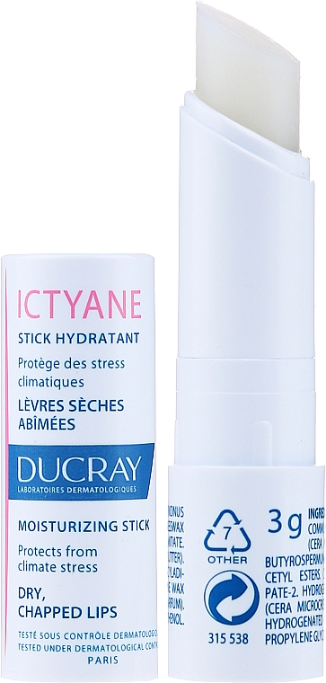 Feuchtigkeitsspendender, pflegender und schützender Lippenbalsam für trockene und geschädigte Lippen - Ducray Ictyane Stick Hydratant — Bild N1