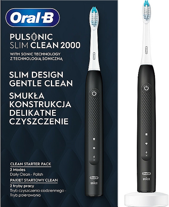 Elektrische Zahnbürste - Oral-B Pulsonic Slim Clean 2000 Black — Bild N2