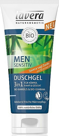3in1 Duschgel für Männer mit Bio Bambus und Guarana - Lavera Men Sensitiv Shower Gel 3 in 1 — Bild N1