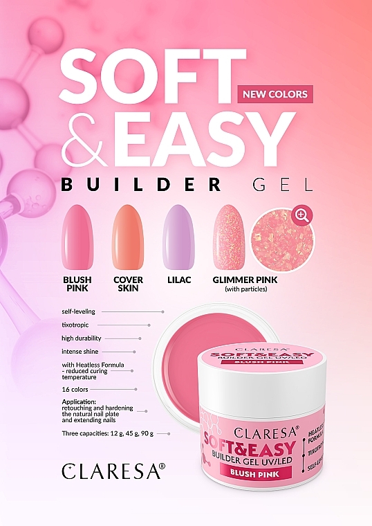 Nagelmodellage-Gel  - Claresa Soft & Easy Builder Gel UV/LED Blush Pink  — Bild N5