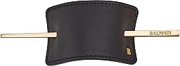 Leder Haarspange - Balmain Paris Hair Couture Black Leather Barrette — Bild N1