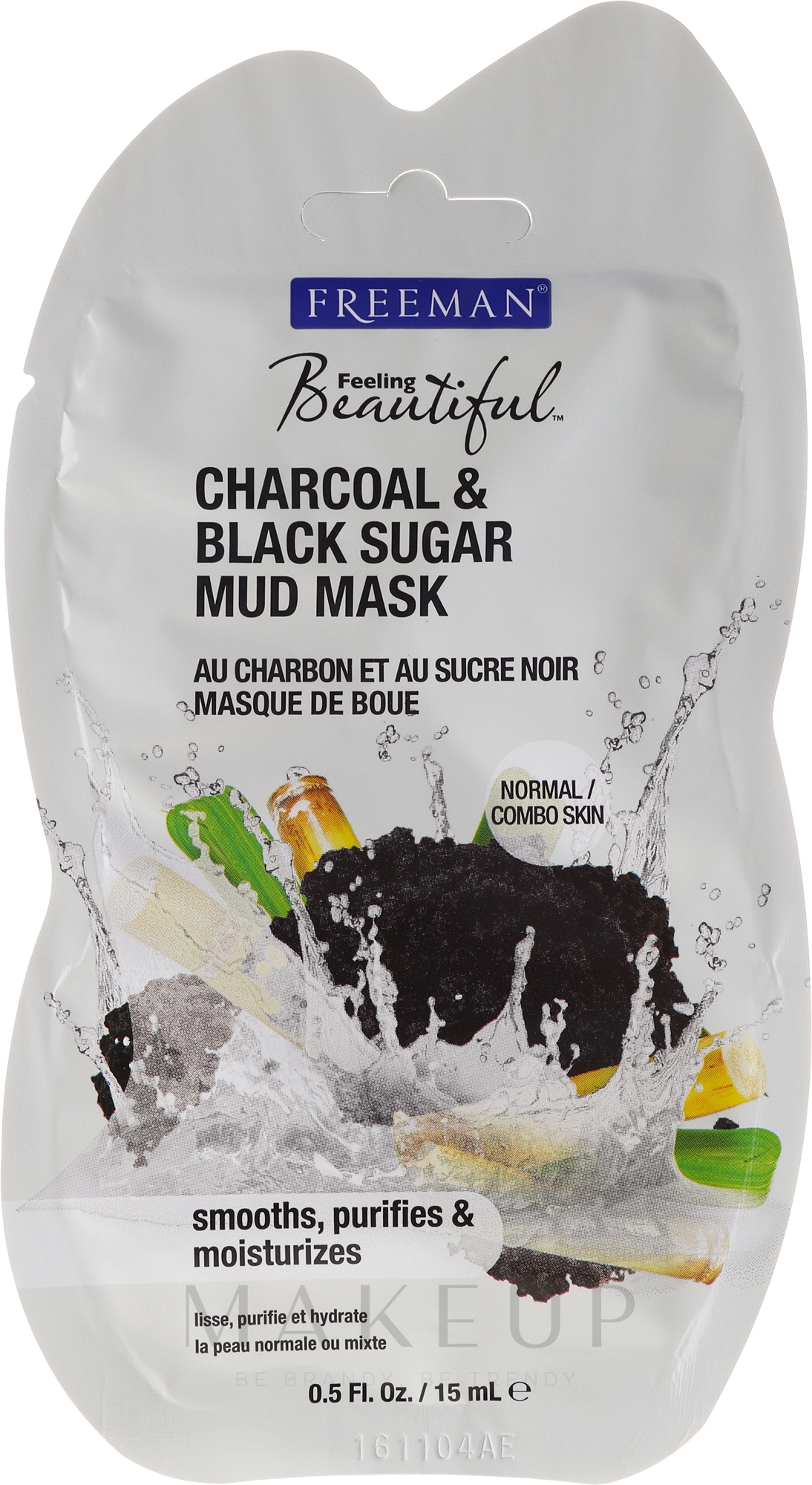 Reinigende Gesichtsschlammmaske mit Aktivkohle und schwarzem Zucker - Freeman Feeling Beautiful Charcoal & Black Sugar Mud Mask (Mini)  — Bild 15 ml