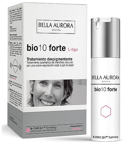 Depigmentierungsbehandlung gegen Verfärbungen - Bella Aurora Bio10 Forte + L-Tigo — Bild N1