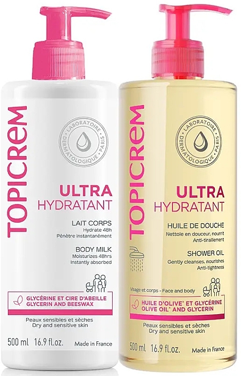 Set - Topicrem Ultra-Moisturizing (sh/oil/500ml + b/milk/500ml) — Bild N1