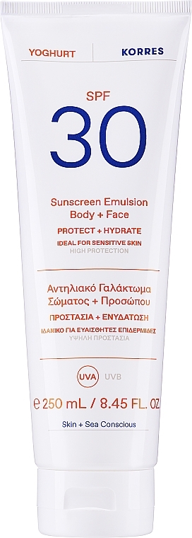 Sonnenschutzemulsion für Gesicht und Körper SPF30 - Korres Yogurt Sunscreen Emultion  — Bild N1