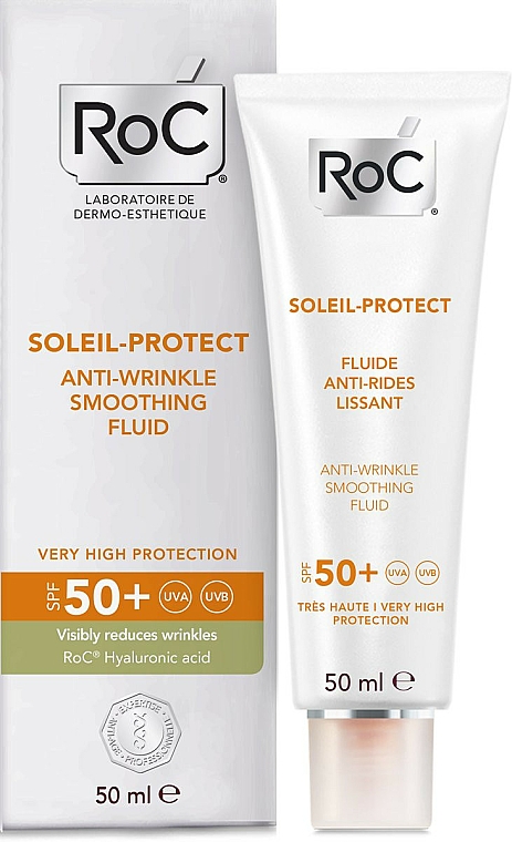 Glättendes Anti-Falten Sonnenshutzfluid für das Gesicht SPF 50+ - RoC Soleil Protect Anti-Wrinkle Smoothing Fluid SPF50 — Bild N1