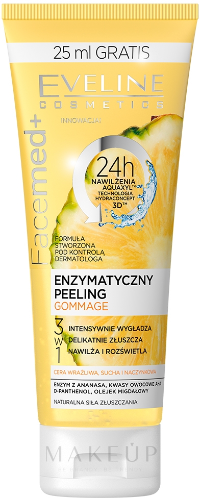 Enzymatisches Gesichtspeeling mit Ananas und Fruchtsäuren - Eveline Cosmetics Facemed+ Enzymatycny Peeling Gommage — Bild 75 ml