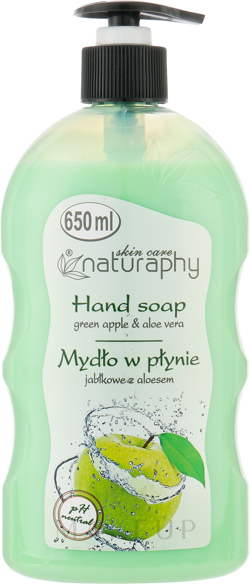 Flüssigseife mit grünem Apfel und Aloe Vera - Naturaphy Hand Soap — Bild 650 ml