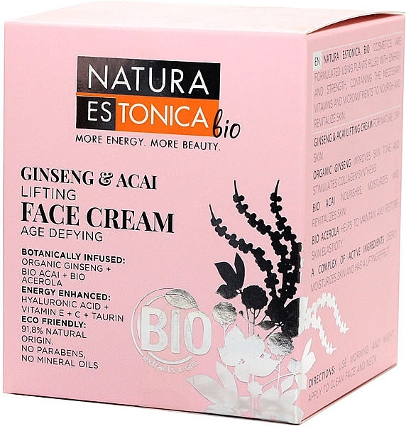 Straffende Anti-Aging Gesichtscreme mit Ginseng und Acai-Beere - Natura Estonica Ginseng & Acai Face Cream — Bild N2