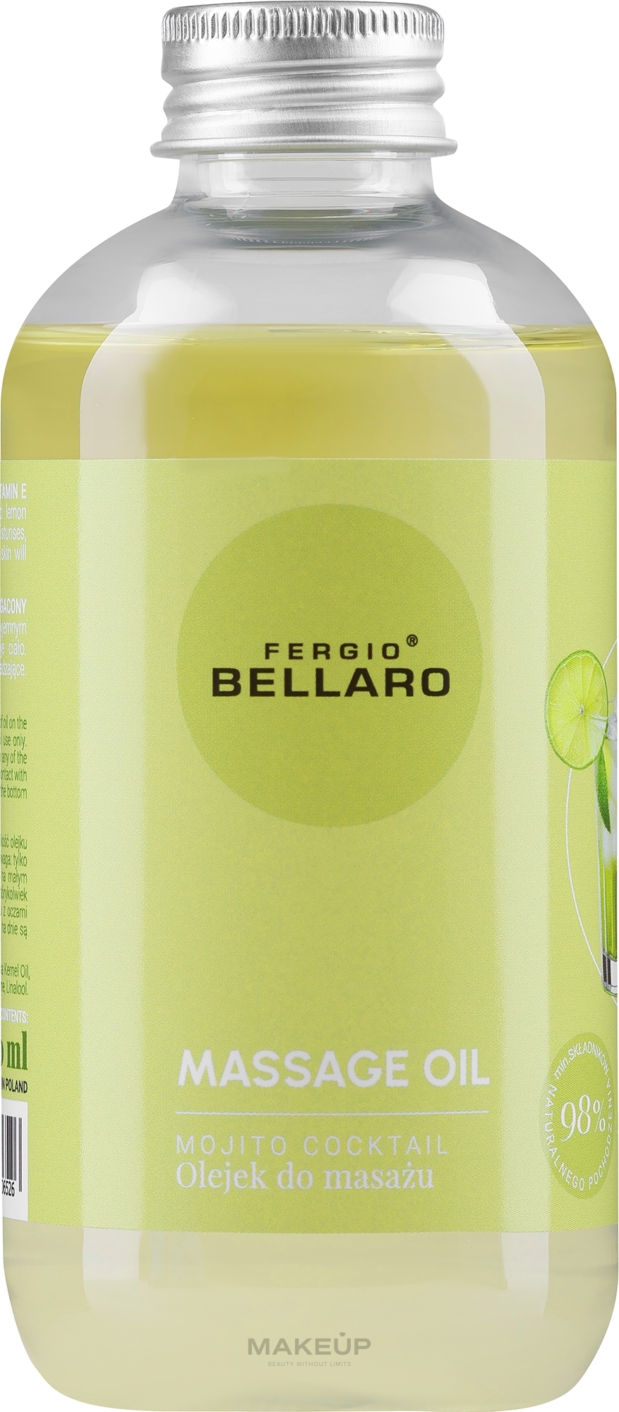 Massageöl mit Arganöl und Vitamin E - Fergio Bellaro Massage Oil Mojito Coctail — Bild 200 ml