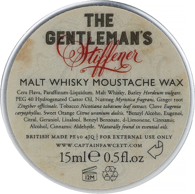 Schnurrbartwachs - Captain Fawcett The Gentleman's Stiffener Malt Whisky Moustache Wax — Bild N2