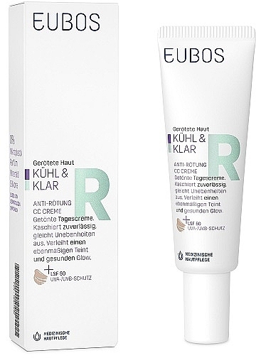 Sonnenschutz CC-Creme für das Gesicht - Eubos Med Cool & Calm Redness Relieving SPF50 CC Cream — Bild N1