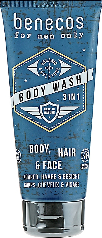 3in1 Duschgel für Gesicht, Körper und Haar - Benecos For Men Only Body Wash 3in1 — Bild N1