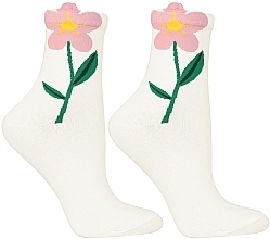 Düfte, Parfümerie und Kosmetik Damensocken mit Blume CSL200-923 milchweiß - Moraj