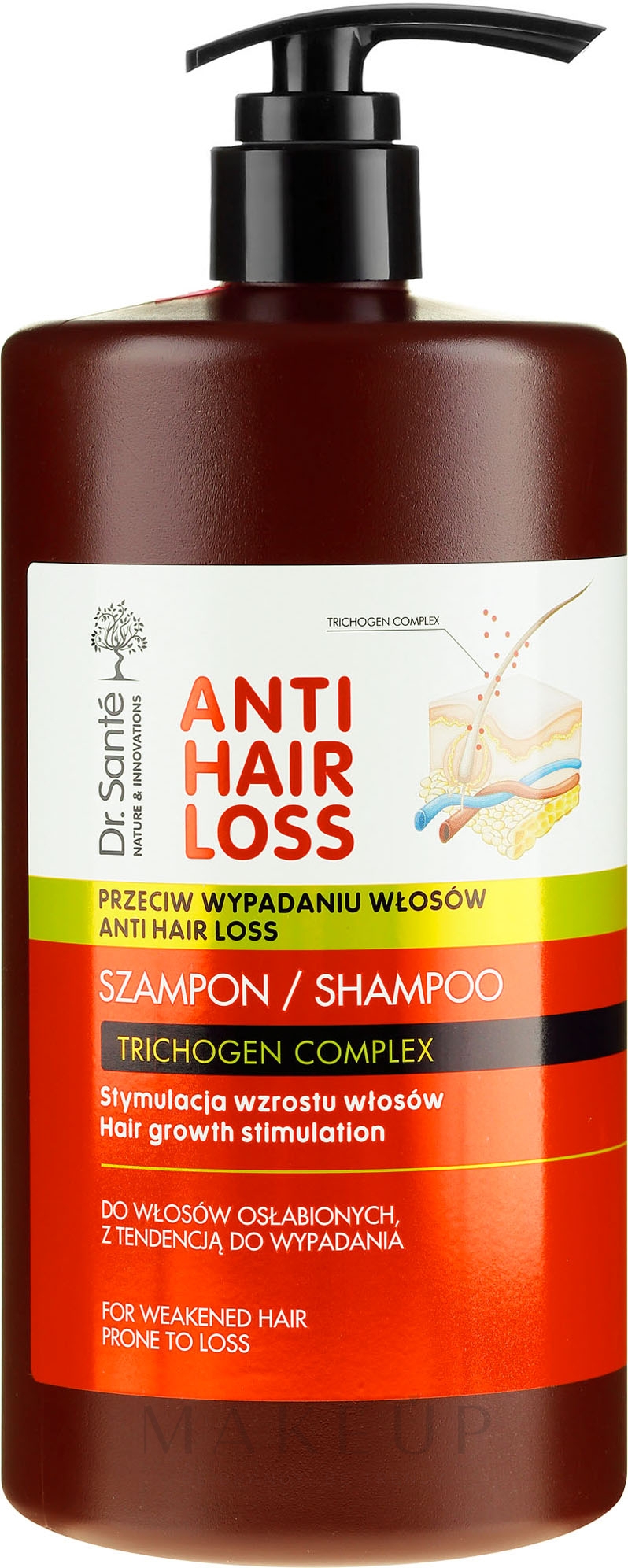 Haarwachstum stimulierendes Shampoo gegen Haarausfall mit Spender - Dr. Sante Anti Hair Loss Shampoo — Bild 1000 ml